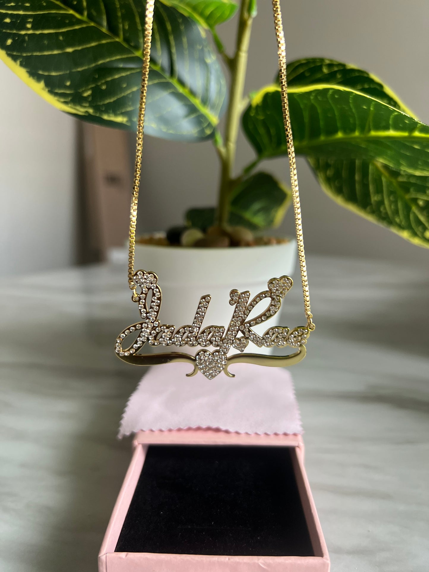 Two Toned Heart plated Custom necklace