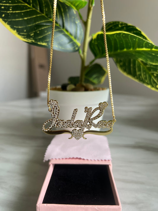 Two Toned Heart plated Custom necklace