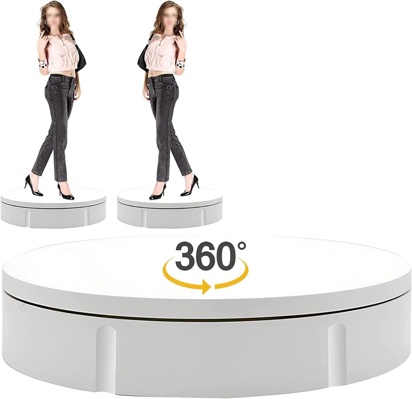 PRABOS Motorized Rotating Display Stand 360° Electric Turntable with 5 PVC Backgrounds, 330Lb Load for Display Heavy Duty Product