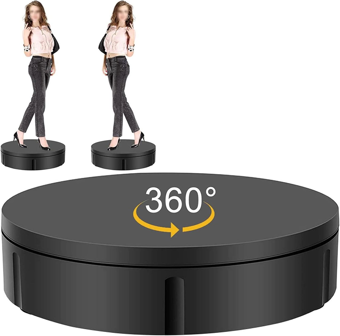 PRABOS Motorized Rotating Display Stand 360° Electric Turntable with 5 PVC Backgrounds, 330Lb Load for Display Heavy Duty Product