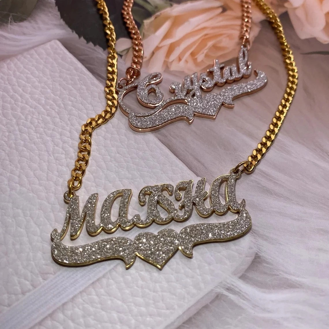 Two Toned Heart plated Custom necklace