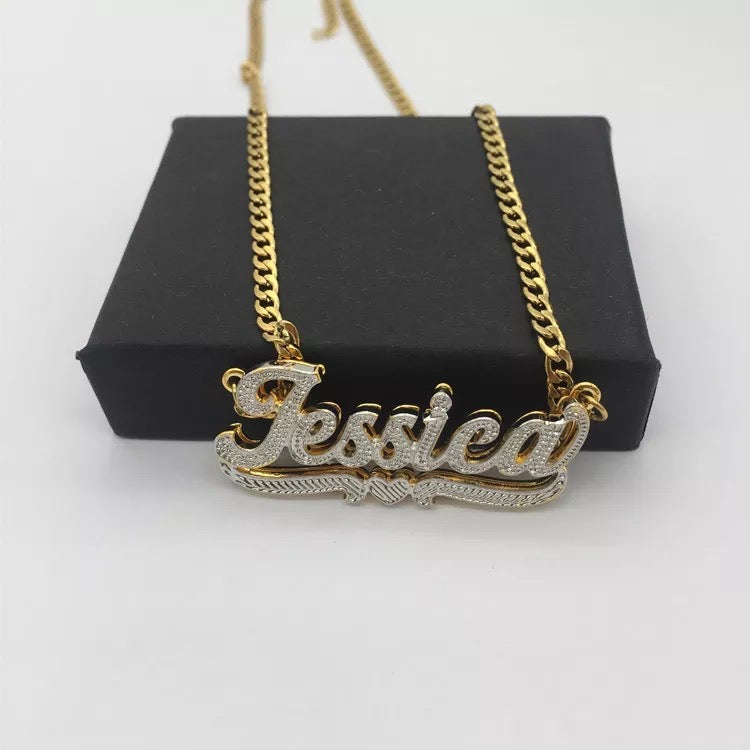 Two Toned Heart plated Custom necklace